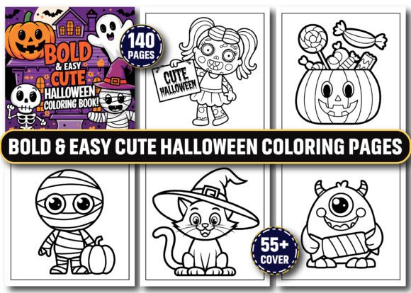 Bold Easy Cute Halloween Coloring Page