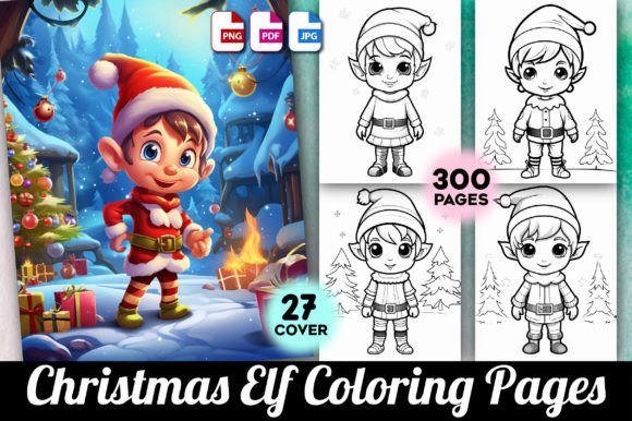 Christmas Elf Coloring Pages for Kids