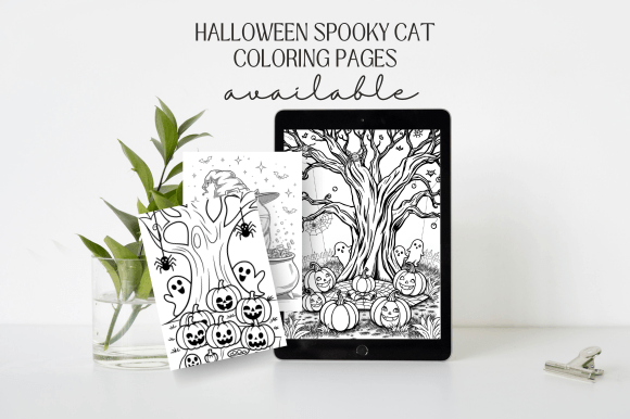 Halloween Spooky Cat Coloring Pages