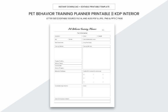 Pet Behavior Training Planner New KDP